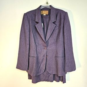 VTG Saville wool purple blazer skirt set size 16